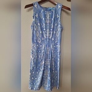 J. McLaughlin Womens Blue/White Snake Print Sleeveless Catalina Dress Size S